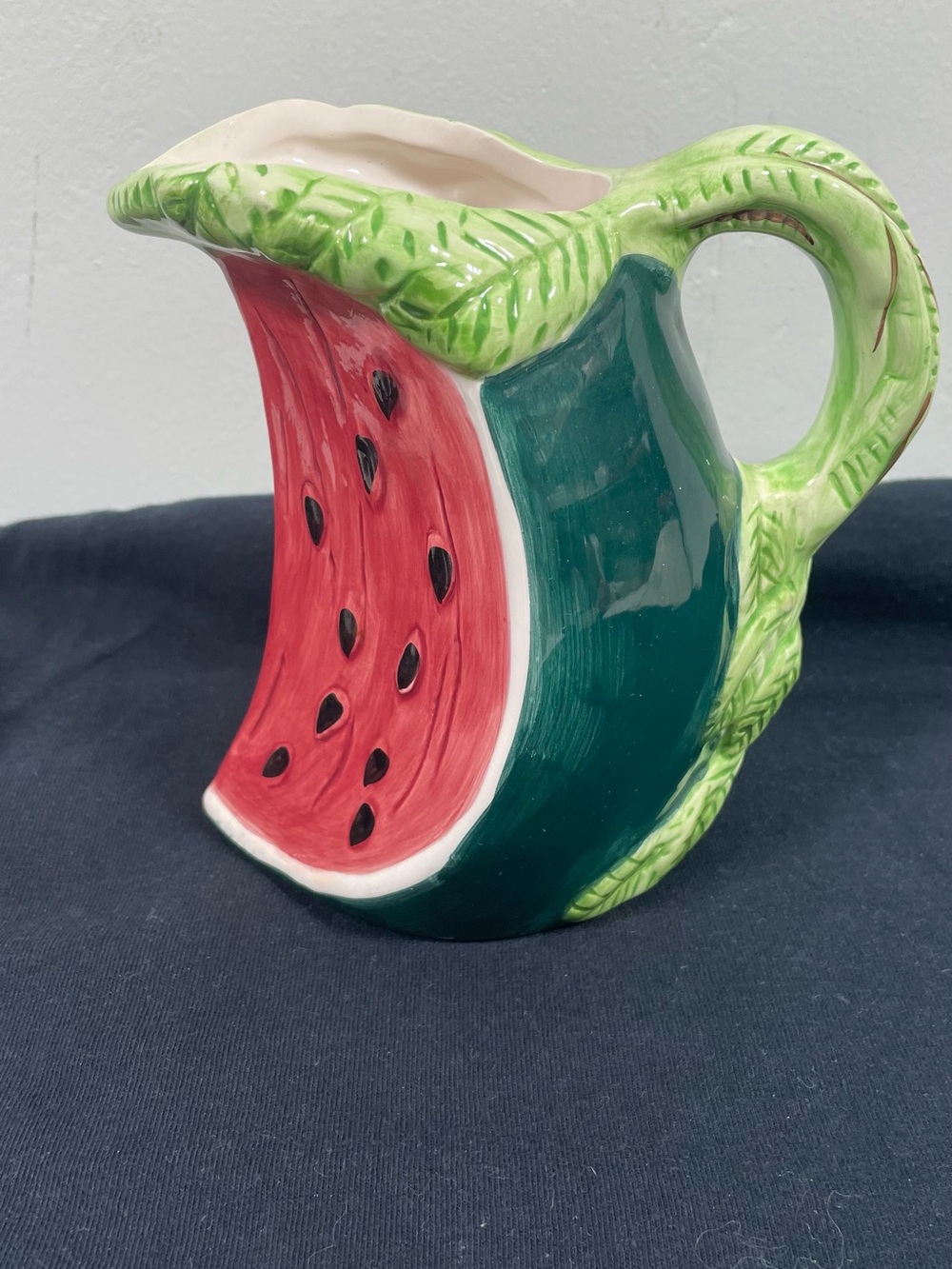 Hand-Painted Watermelon Ceramic Pitcher - Vibrant Summer Serveware